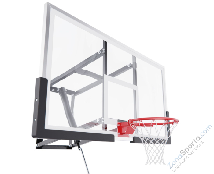 Баскетбольный щит DFC со съёмным регулятором высоты, стекло 8 мм, 152 х 80 см
