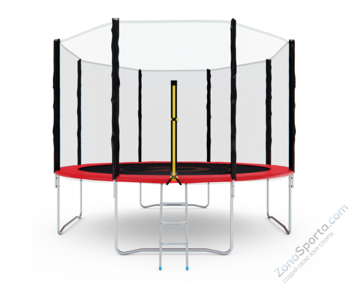 Батут с сеткой DFC Pelpo 12ft с лестницей, Red