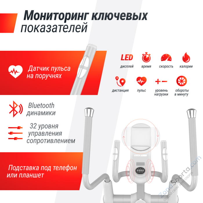 Эллиптический тренажер Unix Fit MV-850 (Manual Incline) Wood