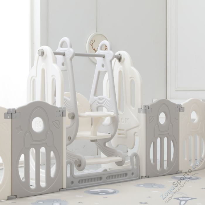 Манеж Unix Kids Supreme Space 200x200 Grey с качелями