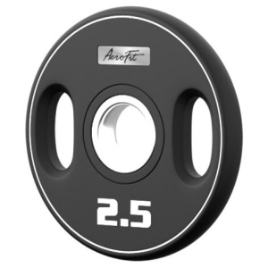 Олимпийский полиуретановый диск AeroFit 2,5 кг, черный, с 2-мя хватами