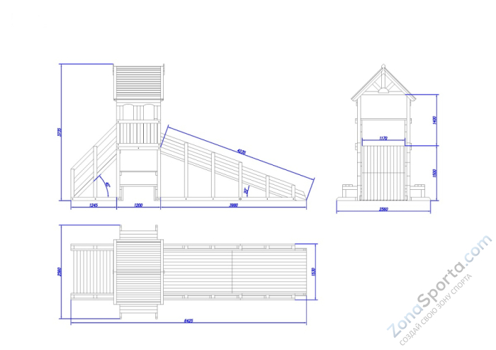 Зимняя деревянная заливная горка Теремок 1 (масло)